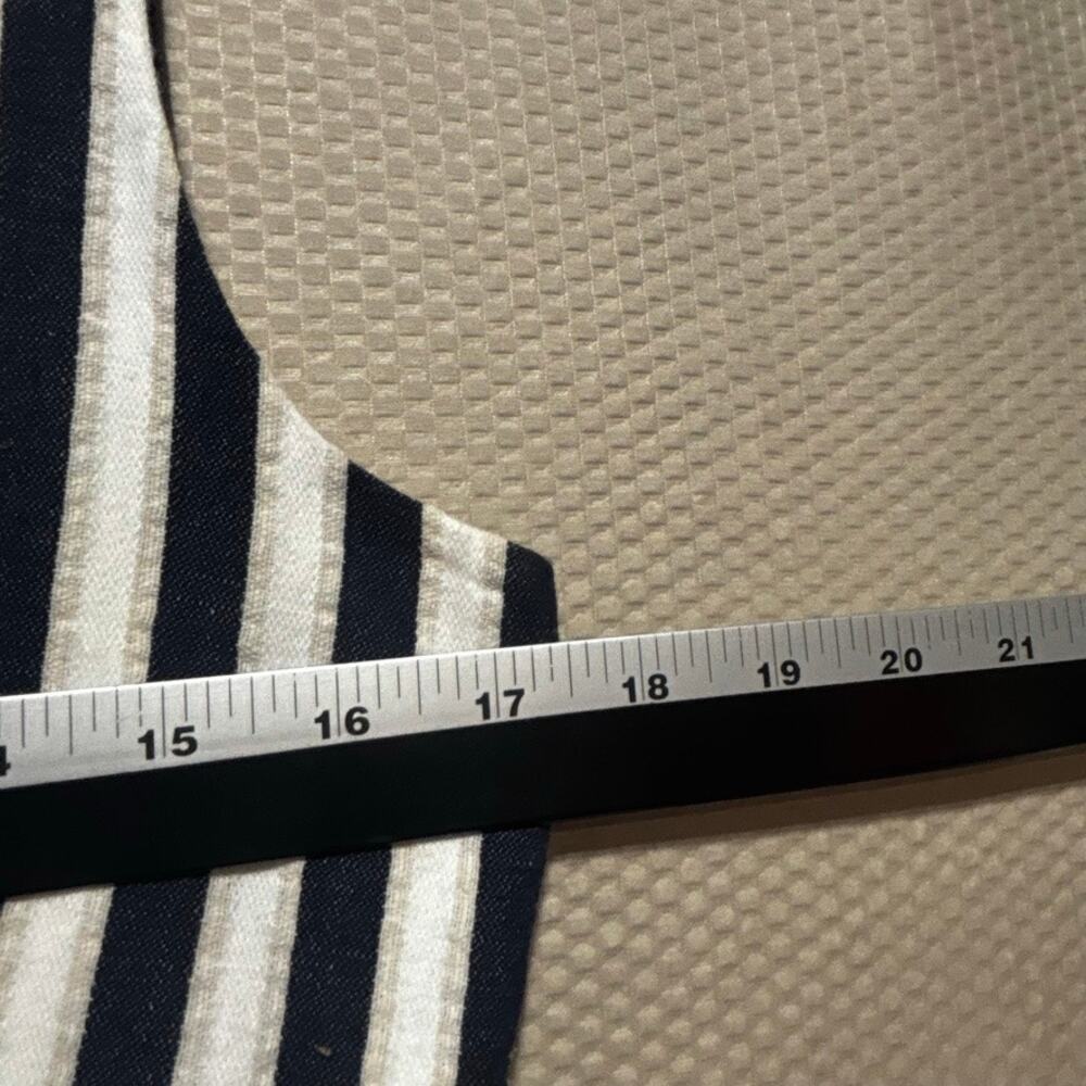 J.Crew Navy White Striped Sheath Dress Size 8 Cotton Linen Sleeveless Career - Picture 8 of 10
